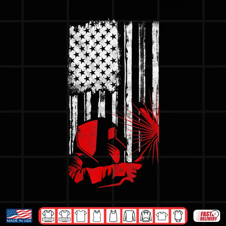 Design American Flag Usa Patriotic Helmet Welder Welding Distressed Shirt