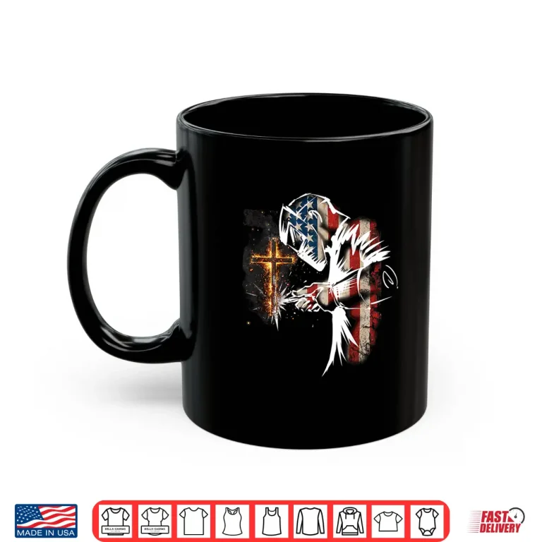Mug American Flag Mig Tig Faith Cross Christian Welding Welder Shirt