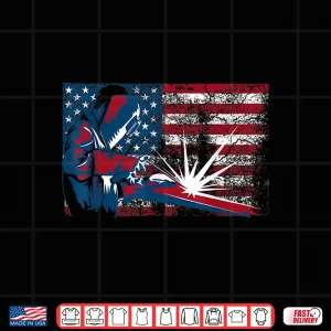 Design American Flag Lit Operator Welder Shirt