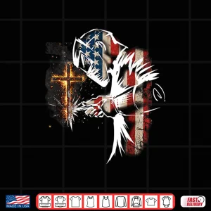 Design American Flag Mig Tig Faith Cross Christian Welding Welder Shirt