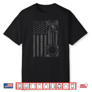American Flag Piston Muscle Car Gift Mechanic Vintage Shirt