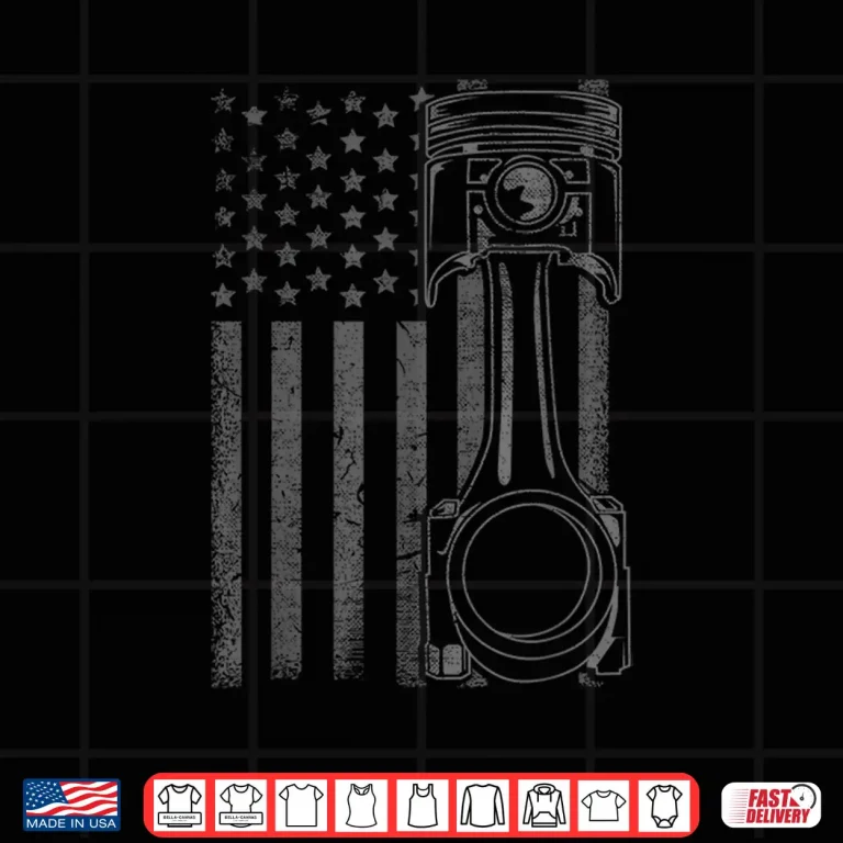 Design American Flag Piston Muscle Car Gift Mechanic Vintage Shirt