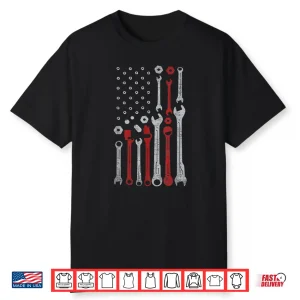 Usa American Patriotic Flag Car Mechanic Vintage Shirt