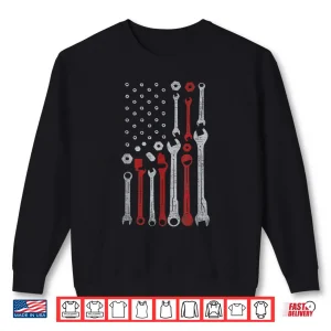 Sweatshirt USA American Patriotic Flag Car Mechanic Vintage Shirt