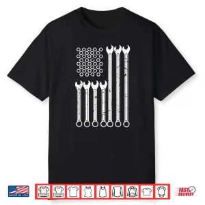 Wrench  Bolt Repairman Patriotic Usa Flag Cool Shirt