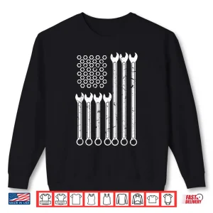 Sweatshirt Wrench Bolt Repairman Patriotic USA Flag Cool Shirt