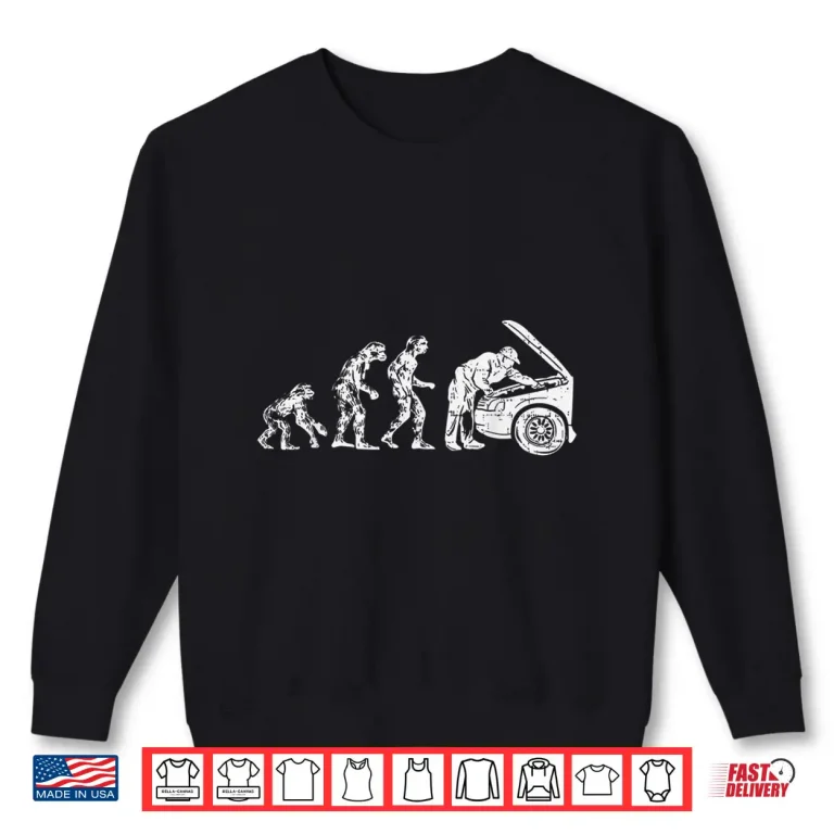 Sweatshirt Human Evolution Automotive Gift Car Mechanic Shirt