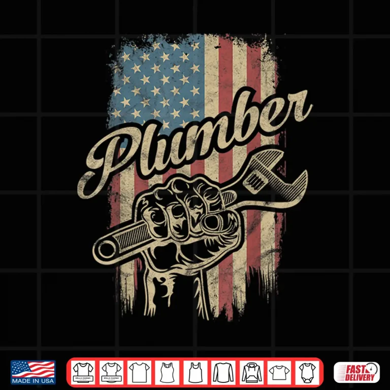 Design Plumber American Flag Plumbing Pipe Wrench USA Patriotic Shirt 1