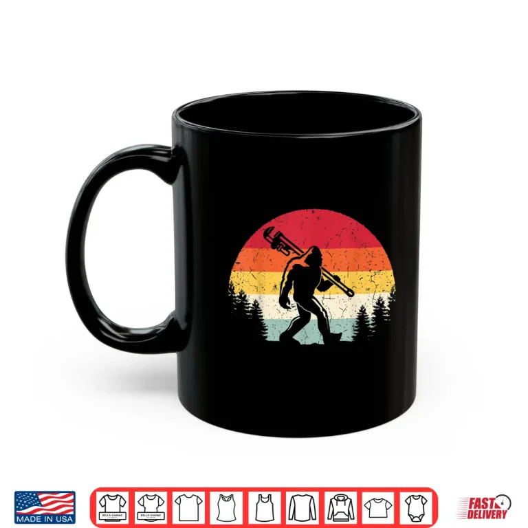 Mug Vintage Bigfoot Plumber Pipe Wrench Funny Sasquatch Plumbing Shirt 1