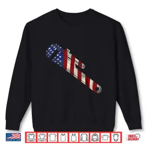 Sweatshirt Plumbing Plumber Pipe Wrench American Flag Vintage Shirt