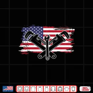 Design Plumbing Wrench American Flag Pipe Wrenches Pipefitter Shirt