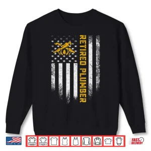 Sweatshirt Vintage American Flag Retired Plumber Retirement Plumbing Shirt