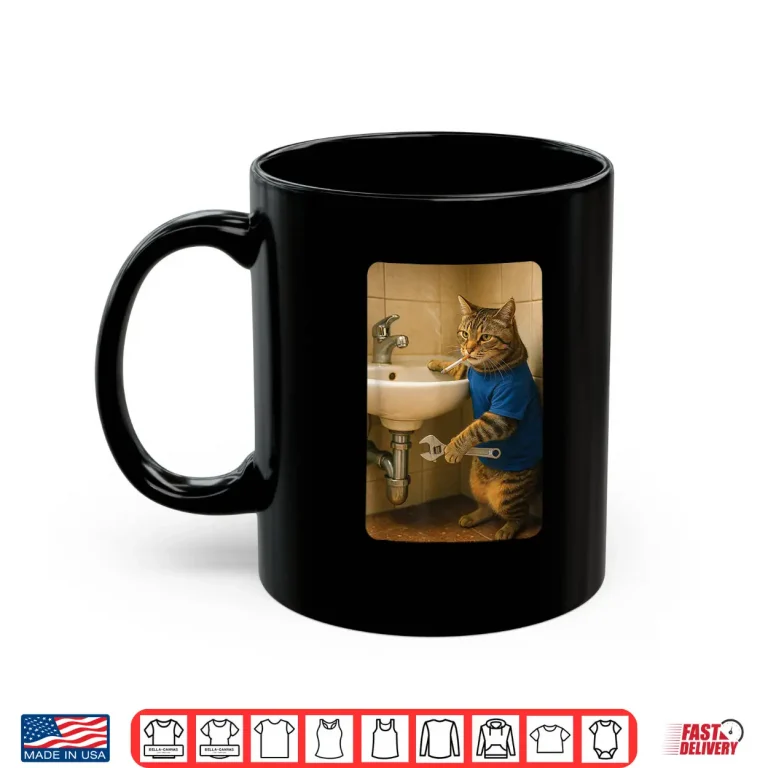 Mug Funny Plumber Cat Meme Handyman Hilarious Cat Joke Shirt