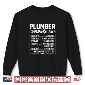 Sweatshirt Funny Plumber Hourly Rate Labor Price Chart Shirt