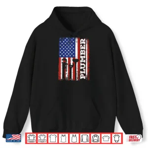 Hoodie Patriotic US Flag Plumbing Plumber Plumber Shirt