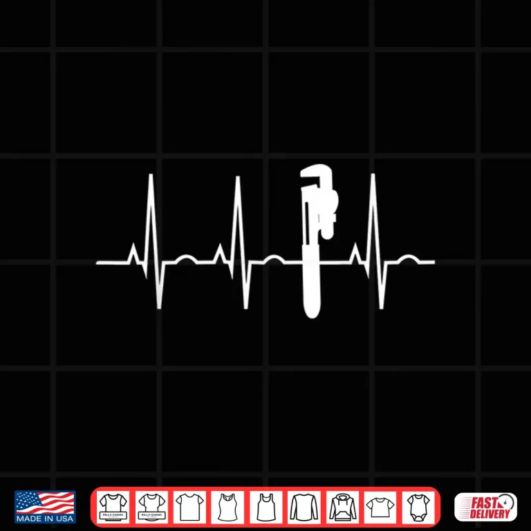 Design Plumber Gift Plumbing Wrench Heartbeat T Shirt