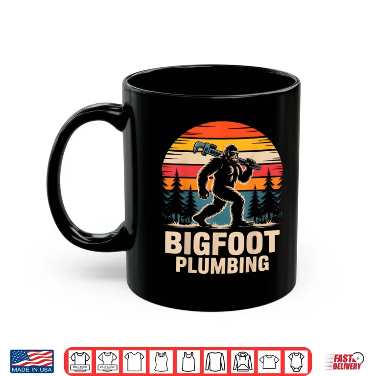 Mug Bigfoot Plumbing Retro Funny Plumber Shirt