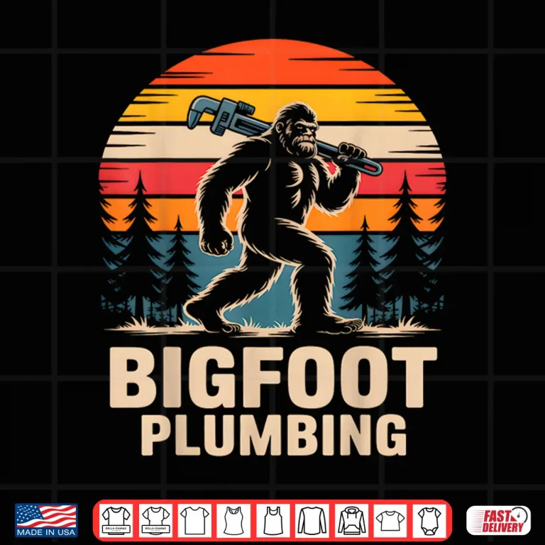 Design Bigfoot Plumbing Retro Funny Plumber Shirt