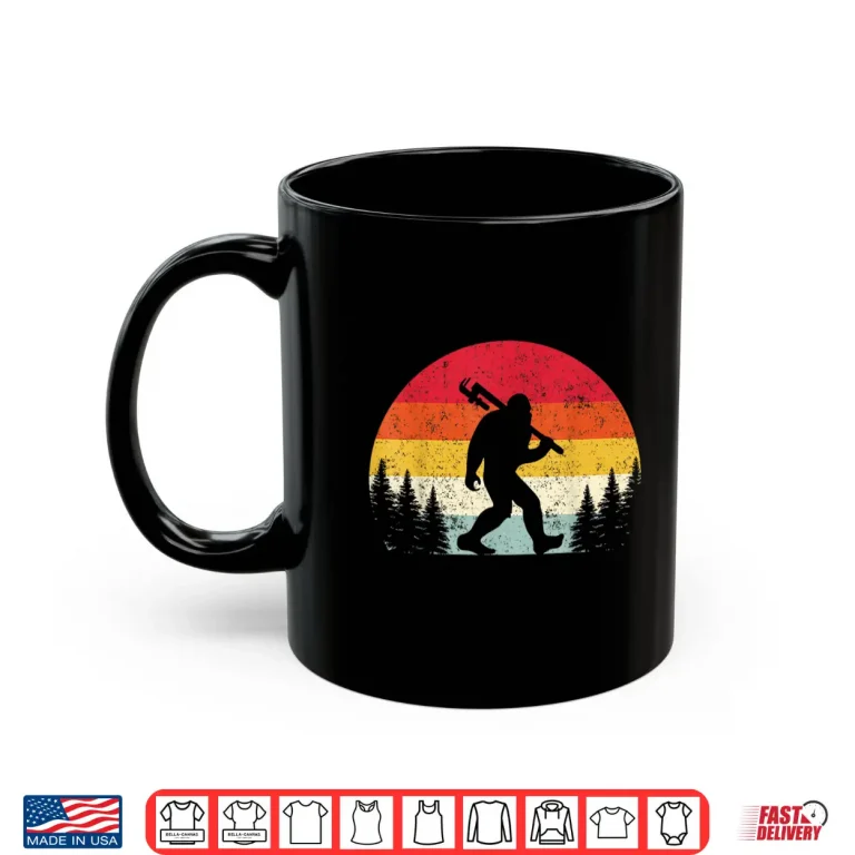 Mug Funny Bigfoot Plumber Retro Sasquatch Plumbing Pipe Wrench Shirt