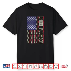 Union Plumber Us Flag Red White Blue Wrench Shirt