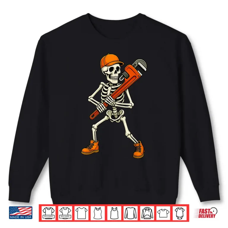 Sweatshirt Skeleton Plumber Halloween Pipe Fitter Shirt