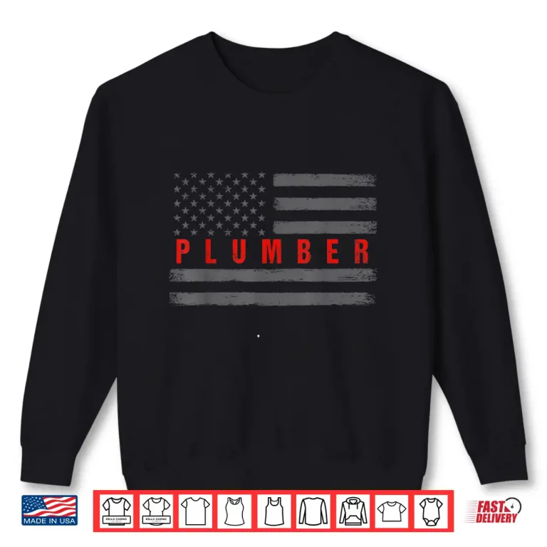 Sweatshirt Plumber American Flag Design Distressed Shirt