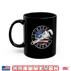 Mug Plumber American Flag Plumbing USA Patriotic Stamp Style Shirt