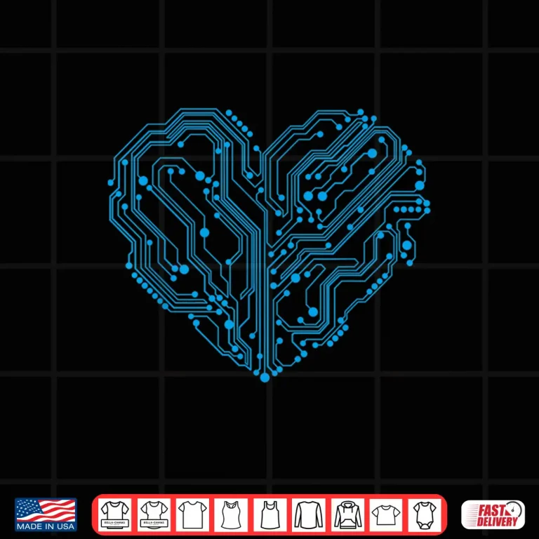 Design Cyber Circuit Heart Valentines Day Engineer Programmer Coder Shirt