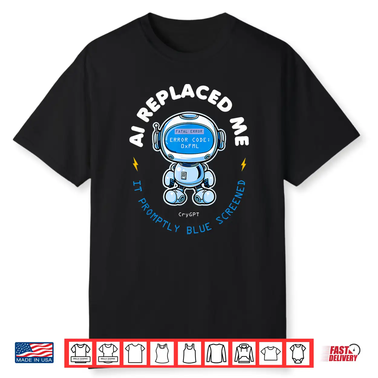 Ai Replaced Me Funny Programmer It Tech Humor Blue Screen Shirt Ai Replaced Me Funny Programmer It Tech Humor Blue Screen Shirt