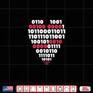 Design Binary Code Heart Coder Programmer Valentines Day Shirt