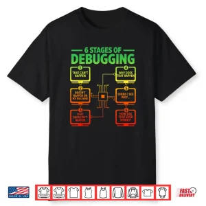 Mens 6 Stages Of Debugging Funny Programmer Computer Software Shirt