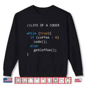 Sweatshirt Life Of A Coder Coffee Computer Science Nerd Developer Gift Shirt