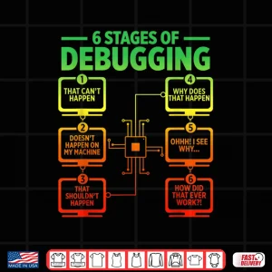 Design Mens 6 Stages Of Debugging Funny Programmer Computer Software Shirt