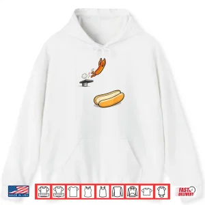 Hoodie Hot Dog Diving Into Bun Cartoon Food Humor Shirt
