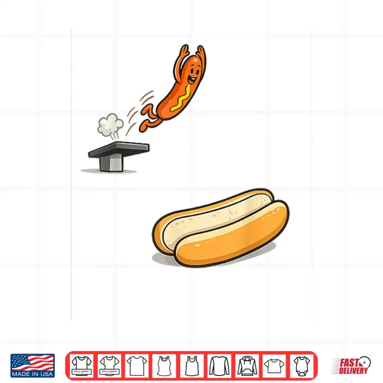 Design Hot Dog Diving Into Bun Cartoon Food Humor Shirt