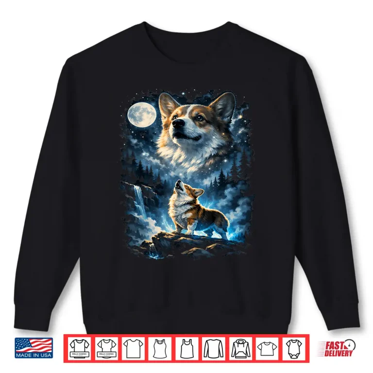Sweatshirt Corgi Howling At Moon Shirt