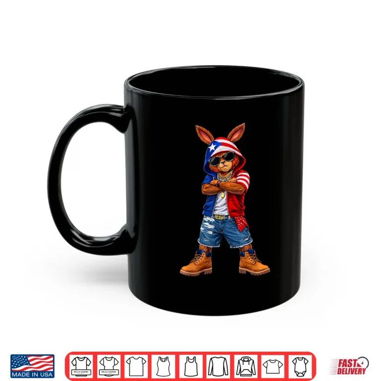 Mug Cool Bunny Puerto Rican Flag Hoodie Gifts For Men Women Kids Shirt