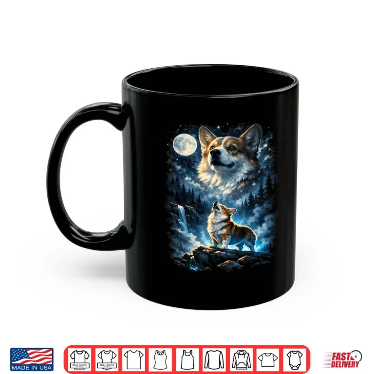 Mug Corgi Howling At Moon Shirt