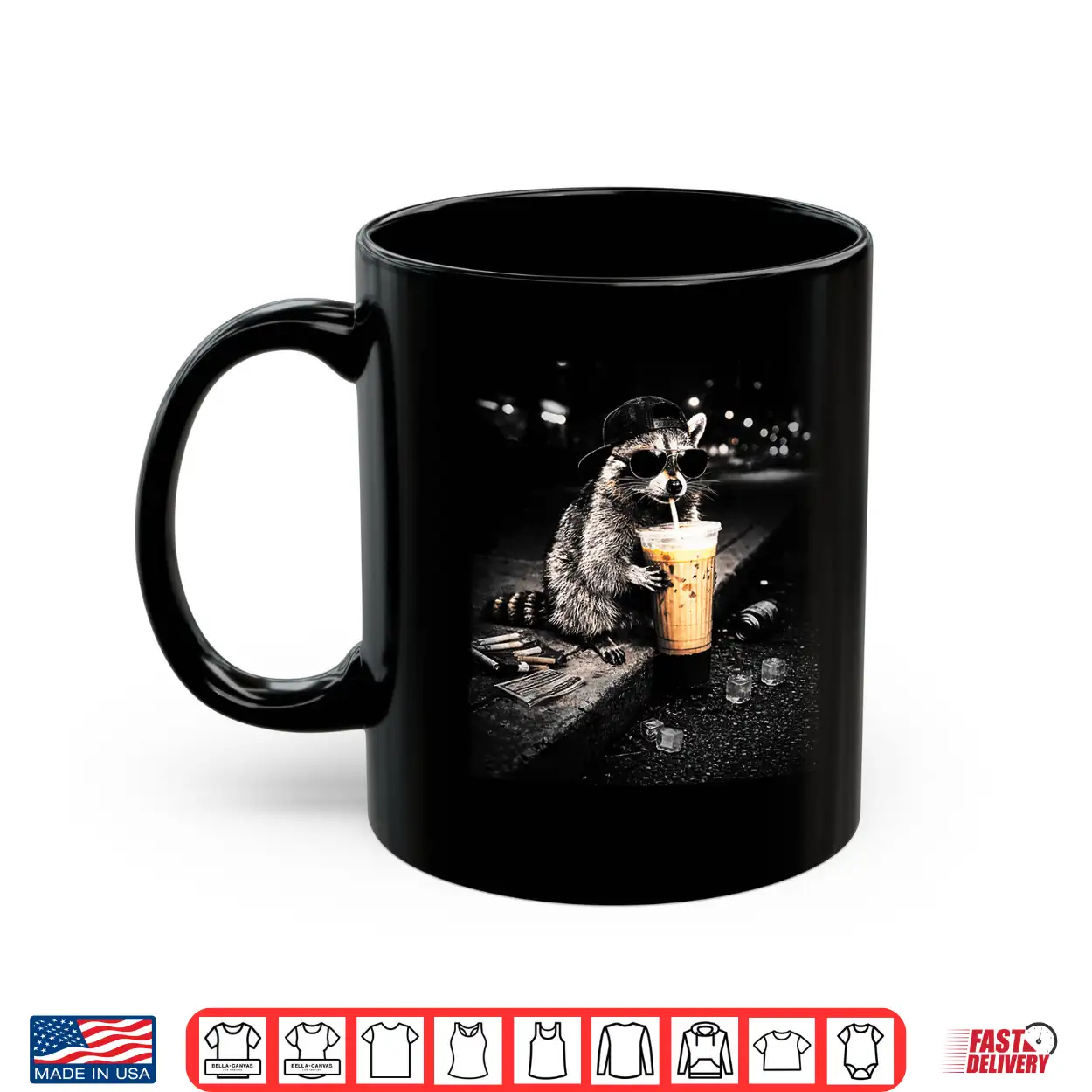 Funny Raccoon Drinking Iced Coffee Lover Humor Shirt Funny Raccoon Drinking Iced Coffee Lover Humor Shirt