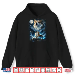 Hoodie Corgi Howling At Moon Shirt 1