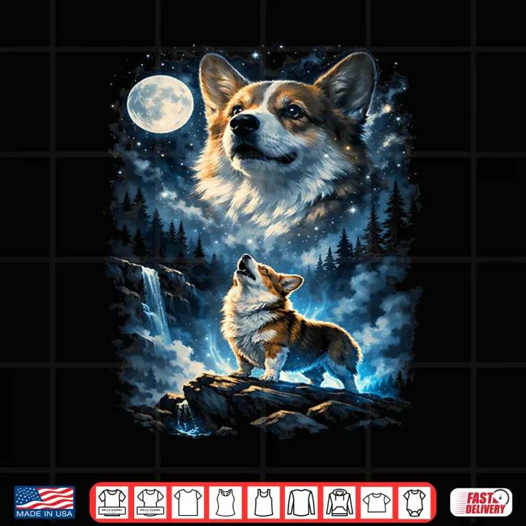 Design Corgi Howling At Moon Shirt 1