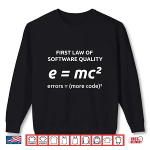 Sweatshirt First Law Of Software Quality For Developer And Coder Humor Shirt