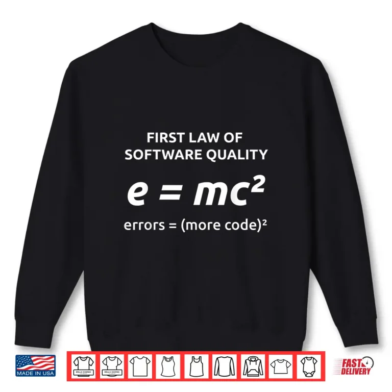 Sweatshirt First Law Of Software Quality For Developer And Coder Humor Shirt