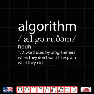 Design Algorithm Definition Funny Programming Software Developer Shirt