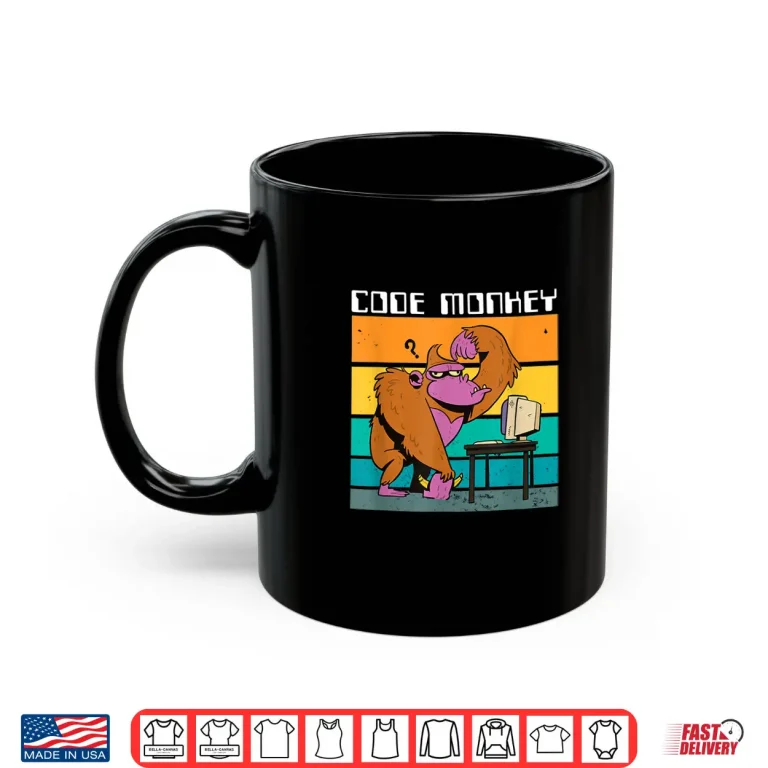 Mug Code Monkey Gorilla Retro Coding Coder Pc Nerd Geek Web Gift Shirt