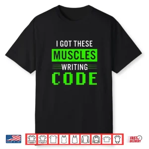 Funny Programmer Writing Code Muscles Meme For Computer Geek Shirt