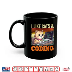 Mug I Like Cats Coding Men Women Cat Coder Programmer Shirt