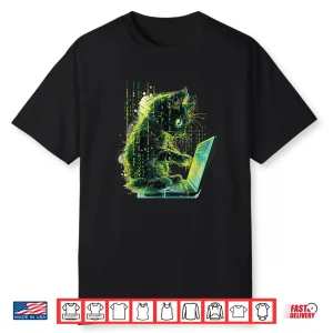Cute Cat Programmer Computer Binary Programming Shirt