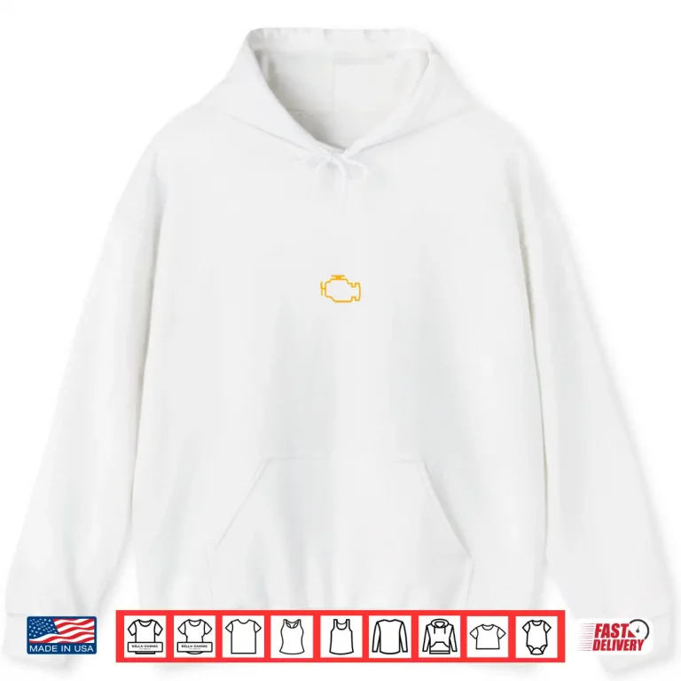 Hoodie Check Engine Minimalist Funny Light For Mechanics Coder Shirt