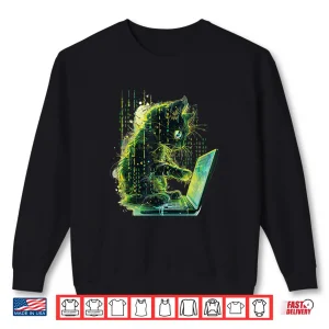 Sweatshirt Cute Cat Programmer Computer Binary Programming Shirt